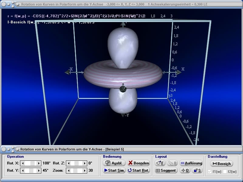 MathProf - Rotationskörper - Drekkörper - Polar - Polarform - Polarkoordinaten - Kurven - Volumen - Körper - Animation - Fläche - Mantelfläche - Oberfläche - Schwerpunkt - Rauminhalt - Drehung um y-Achse - Integralrechnung - Integral - Volumen - Rotationsvolumen - Rotation um y-Achse - Bogenlänge - Grafisch - Darstellen - Plotten - Graph - Grafik - Zeichnen - Plotter - Rechner - Berechnen - Schaubild - 2