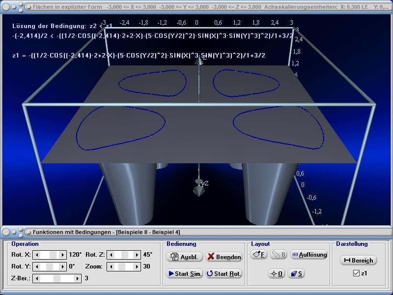 MathProf - 3D-Plot - 3D-Grafik - Funktionsplotter - Schnittkurve - Schnittkurven - Ebene - Schnittebene - Funktionen mit 2 Variablen - Flächen im Raum - Grafisch - Darstellen - Plotten - Graph - Grafik - Zeichnen - Schaubild