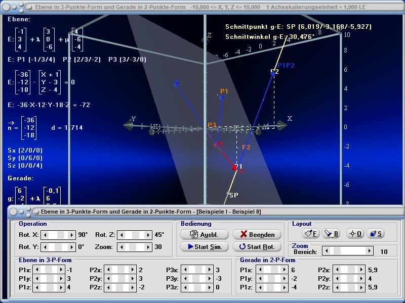 MathProf - Ebene - Horizontale Ebene - Vertikale Ebene - Darstellen - Formel - Gleichung - Aufstellen - Erstellen - Geraden und Ebenen - Darstellen - Rechner