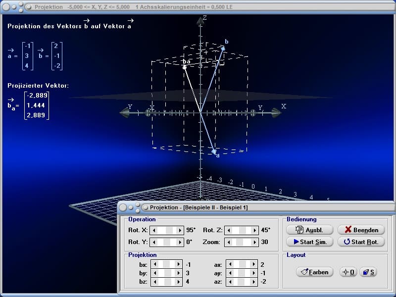 MathProf - Normalprojektion - Orthogonalprojektion - Senkrechte Projektion - Grafik - Graph - Grafisch - Rechner - Zeichnen