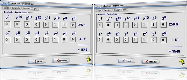 MathProf - Dualzahl - Dualzahlen - Berechnen - Rechner - Bit - 0 - 1- Byte - Dezimalzahl