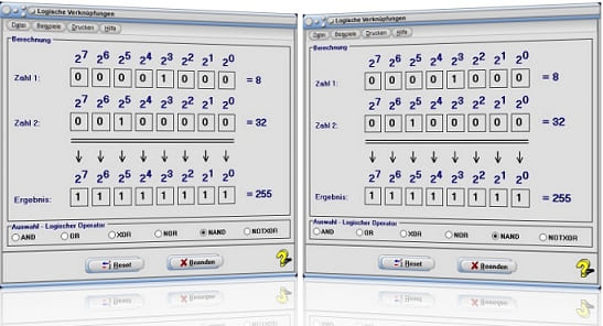 MathProf - AND - OR -  XOR - NOR - NAND -  NOTXOR - NXOR - Und - Oder - Dualzahlen - Dualzahl - Operator - Boolesche Operatoren - Boolesche Algebra - Aussagen
