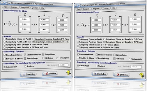 MathProf - Gerade - Raum - Zwei-Punkte-Form 3D - Winkel - Zwei Geraden - Lagebeziehung - Windschiefe Geraden - Schneidende Geraden - Schnittwinkel - Abstand - Punkt - Schnittpunkt - Lage  - Formel - Parameter - Grafik - Plotter - Rechner - Berechnen - Graph