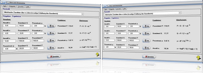 MathProf - Zins - Zinsen - Zinseszins - Verzinsung - Zunahme - Abnahme - Grundwert - Rechner - Berechnen - Berechnung