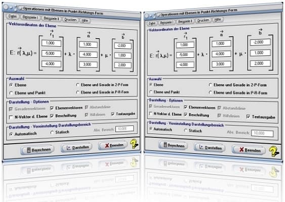 MathProf - Ebenen - 3D - Gerade - Parameterform - Parameterdarstellung - Parametergleichung - Schnittpunkt - Lagebeziehung - Punkt -Ebene - Untersuchen - Berechnen - Plotten - Zeichnen - Punktrichtungsgleichung - Rechner - Graph - Grafisch - Darstellen - Zeichnen - Durchstoßpunkt - Spurpunkte 