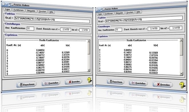 MathProf - Fourier-Reihe - Fourierreihen - Fourier - Fourierreihe - Fourierreihentwicklung - Koeffizienten - Komplex - Fourierentwicklung - Bestimmen - Eigenschaften - Graphen - Grafisch - Darstellung - Eigenschaften - Rechner - Berechnen - Plotten - Berechnung - Darstellen 