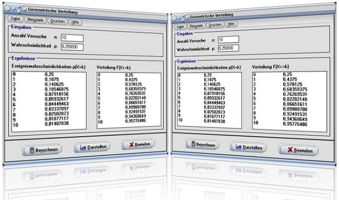 MathProf - Geometrische Verteilung - Tabelle - Diagramm - Dichte - Verteilung - Histogramm - Wahrscheinlichkeit - Geometrisch verteilt - Plotten - Plotter - Graph - Auswertung - Auswerten - Tabelle - Parameter - Formel - Funktion - Rechner - Werte - Berechnen - Darstellung - Berechnung - Darstellen - Verteilungsfunktion - Dichtefunktion