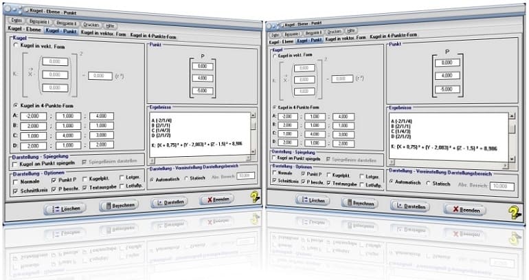 MathProf - Kugel - Ebene - Punkt - Tangentialebene - Tangentialkegel - Schnittkreis - Gleichung - Polarebene - Schnittkreis - Lagebeziehung  - Grafik - Abstand - Punkte - Graph - Bild - Zeichnen - Plotter - Darstellung - Berechnung - Darstellen - Grafisch - Rechner - Berechnen - Plotten