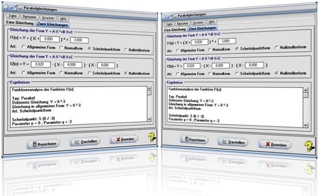 MathProf - Mitternachtsformel - Quadratische Terme - Schnittpunkte von 2 Parabeln - Verlauf - Gleichung  - Parabel - Satz vom Nullprodukt - Nullproduktregel - Quadratischer Term - Ausklammern - Faktorisierung - Faktorisieren - Was ist - Faktorisiert - Fallend - Steigend - Ablesen - Parabelgleichung - Quadratische Funktionsgleichung - Funktionsgleichung - Produktform - Formeln - Quadratfunktion - Koeffizienten - Berechnen