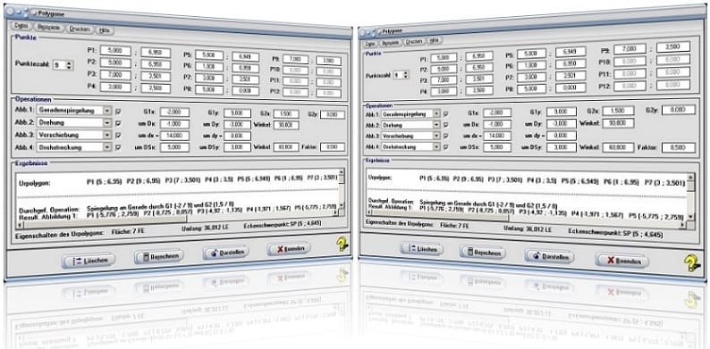 MathProf - Zentrische Streckung - Geometrische Transformationen - Punkte - Darstellung - Spiegelung - Spiegelachse - Streckung - Scherung - Stauchung - Verschiebung - Drehung - Drehstreckung - Mehrfachspiegelung - Gleitspiegelung - Schubspiegelung - Rotation - Streckfaktor - Streckzentrum - Streckungszentrum - Spiegelzentrum - Graph - Figur - Grafisch - Plotten - Bild - Plotter - Punkte - Rechner - Berechnen - Grafik