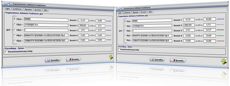 MathProf - Teilweise definierte Funktion - Segmentweise definierte Funktion - Zusammengesetzte Funktion - Zusammengesetzte Kurven - Teilfunktion - Kurvenstücke - Stückweise definierte Funktion - Intervalle von Graphen zeichnen - Abschnittsweise definierte Funktion plotten - Intervalle - Bild - Graph - Plotten - Rechner - Bilder