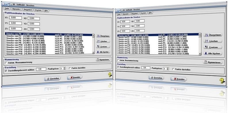 MathProf - 3D - Strecken - Koordinaten - Raum - Linien - Darstellung - Beispiel - Grafik - Zeichnen - Graph - Plotter