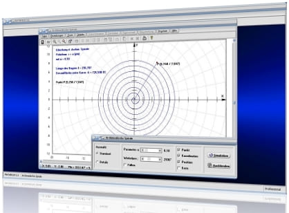 MathProf - Archimedische Spirale - Darstellung - Konstruieren - Krümmung - Sektorfläche - Bogenlänge - Funktion - Polarkoordinaten - Plot - Archimedes - Spirale - Mathematik - Gestreckte Länge - Parameterdarstellung - Parameter - Graph - Formel - Eigenschaften - Länge - Fläche - Zeichnen - Gleichung - Rechner - Erklärung - Berechnen