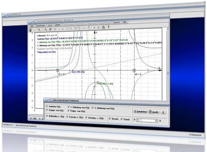 MathProf - Gebrochenrationale Funktion - Rationale Funktionen - Rechner - Polynomdivision - Polynomdivision mit Rest - Asymptote - Asymptoten - Vertikale Asymptote - Schräge Asymptote - Schiefe Asymptote - Waagerechte Asymptote - Senkrechte Asymptote - Horizontale Asymptote - Asymptotisches Verhalten - Asymptotische Kurve - Bestimmen - Polstellen - Ableitungsfunktion - Nullstellenform - Komplexe Nullstellen - Berechnung - Imaginäre Nullstellen - Zählergrad - Nennergrad - Polstelle - Bestimmen - Rechner - Berechnen - Zeichnen