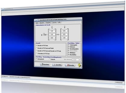 MathProf - Geraden - Im Raum - 3D - Vektorielle Darstellung - Windschiefe Geraden - Berechnen - Parameterdarstellung - Parameterform - Geradengleichung - Vektorielle Gleichung - Parametergleichung einer Gerade - Windschiefe Geraden - Parallele Geraden - Punkte -  Sphärischer Abstand - Abstandsberechnung - Ursprung - Rechner - Berechnen - Zeichnen - Darstellen