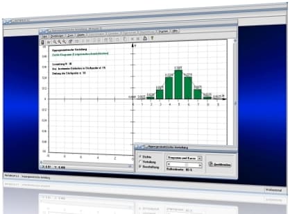 MathProf - Hypergeometrische Verteilung - Hypergeometrische Wahrscheinlichkeit - Hypergeometrisch - Verteilung - Hypergeometrisch verteilt - Test - Mindestens - Höchstens - Tabelle - Diagramm - Dichte - Verteilung - Histogramm - Erwartungswert - Lotto - Lottozahlen - Lottoziehung - Glücksspiele - Glücksspiel - Chancen - Richtige im Lotto - Rechner - Berechnen - Darstellen - Grafisch - Zeichnen