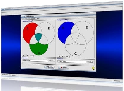 MathProf - Venn Diagramm - Venn Diagramme - Venn diagram - Euler-Diagramm - Mengen - Schnittmenge - Schnittmengen - Elemente - Mathematik - Elemente einer Menge - Mengenlehre - Grafisch darstellen - Mengen und Abbildungen - Mengendiagramme - Erstellen - Vereinigung - Operationen - Mengendarstellung - Differenz - Mengenbildung - Zwei Mengen - Drei Mengen - Schreibweise - Berechnung