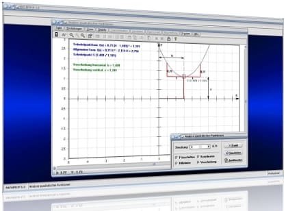 MathProf - Quadratische Funktionen - Normalparabel - Quadratische Funktionen - Schaubild - Streckfaktor - Parabel - Verschobene Parabel - Verschobene Normalparabel - Parabel strecken - Parabel stauchen - Parabel verschieben - Quadratische Funktion bestimmen - Horizontale Verschiebung einer Funktion - Formfaktor - Streckfaktor - Öffnungsfaktor - Scheitelpunktform - Eigenschaften - Steigung - Gestreckte Parabel - Gestauchte Parabel - Rechner - Berechnen - Zeichnen