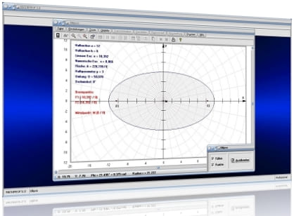 MathProf - Ellipse - Ellipsen - Ellipsenberechnung - Eigenschaften - Gedrehte Ellipse - Mittelpunkt - Scheitelpunkte - Umfang - Brennpunkt  - Exzentrizität - Große Halbachse - Kleine Halbachse - Halbachse - Halbparameter - Rotation - Hauptscheitel - Rechner - Berechnen - Zeichnen - Darstellen