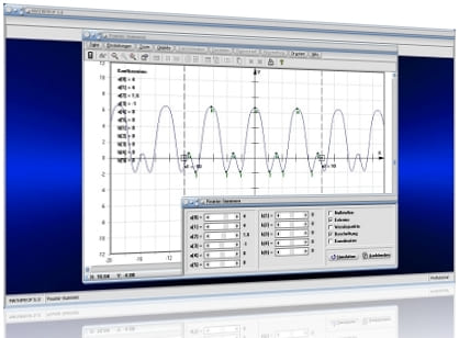 MathProf - Trigonometrische Reihe - Fouriersynthese - Koeffizienten - Reihe - Reihen - Summe - Summen - Trigonometrie - Funktion - Fourier - Formel - Darstellen - Plotten - Graph - Rechner - Berechnen - Grafik - Zeichnen - Plotter
