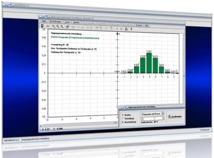 MathProf - Hypergeometrische Verteilung- Gewinnspiel - Gewinnspiele - Gewinnwahrscheinlichkeit - Erfolgswahrscheinlichkeit - Stichprobe - Losumfang - Zufallsgröße - Zufallsvariable - Zufallsexperiment - Wahrscheinlichkeitsdichte - Wahrscheinlichkeitsverteilung - Tabelle - Rechner - Berechnen - Darstellen - Grafisch - Zeichnen