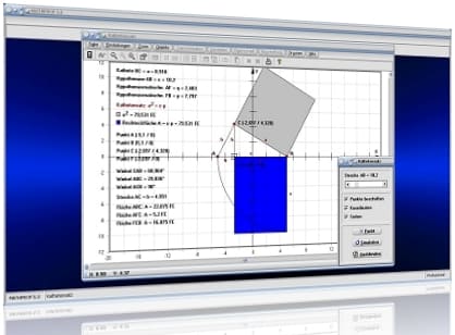 MathProf - Kathetensatz - Kathetensatz des Euklid - Hypotenusenabschnitte - Katheten - Hypotenuse - Scherung - Flächeninhalt - Rechteck - Formel - Plot - a - p - q - c - Beweis - Flächensätze - Flächengleich - Flächengleichheit - Berechnen - Rechner
