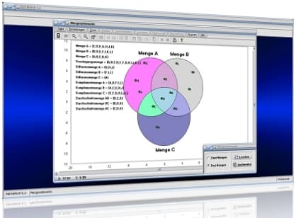 MathProf - Menge - Mengen - Mengenlehre - Mengenalgebra - Schnittmengen - Mengenoperationen - Vereinigung - Schnitt - Leere Menge - Elemente - Mengensystem - De Morgansche Regeln - Darstellung - Mengenschreibweise - Mengenbegriff - Grundmenge - Paarmenge - Rechner - Berechnen - Komplementmenge - Mengengleichheit - Teilmengenbeziehung - Zeichnen - Grafisch - Darstellen