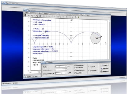 MathProf - Zykloide - Trochoide - Länge - Winkel - Periode - Kreis - Formel - Simulation - Gleichung - Kurve - Abrollen - Bahnkurve - Koordinaten - Graph - Plotten - Zeichnen - Parameterdarstellung - Definition - Rechner - Berechnen