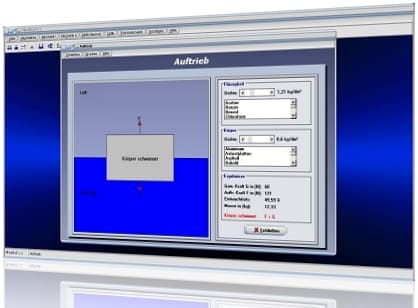 PhysProf - Auftrieb - Auftriebskraft - Auftrieb berechnen - Auftriebskraft berechnen - Hydrostatik - Gewichtskraft - Schwimmstabilität - Schwimmende Körper - Schwimmender Körper - Schwebender Körper - Volumen - Dichte - Wichte - Dichtetabelle - Schwerkraft - Fallbeschleunigung - Eintauchtiefe - Tiefgang - Experiment - Rechner - Schwerkraft - Berechnen