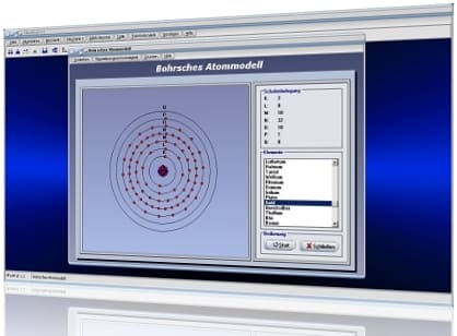 PhysProf - Bohrsches Modell - Atommodell - Bohrsches Atommodell - Atome - Atomaufbau - Atombau - Elemente - Chemische Elemente - Elektronen - Elektronenbahnen - Energie - Atomkern - Schalenmodell - Ordnungszahl - Elektronenschalen - Außenelektronen - Valenzelektronen 