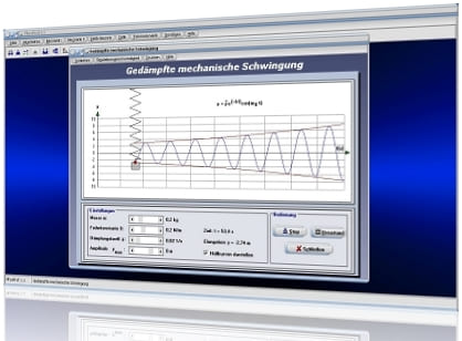 PhysProf - Federpendel - Feder - Einhüllende - Frequenz - Elongation - Diagramm - Dämpfung - Dämpfen - Hüllkurve - Dämpfungskoeffizient - Dämpfungskonstante - Dämpfungsfaktor - Exponentialfunktion - DGL - Kreisfrequenz - Abklingzeit - Gedämpfte harmonische Schwingung - Freie gedämpfte Schwingung - Gedämpfte Schwingung