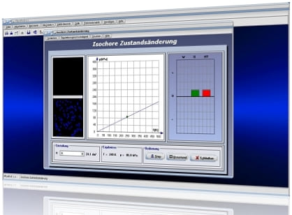 PhysProf - Isochorer Prozess - Isochore Zustandsänderung - pT-Diagramm - Isochor - Volumen - Druck - Temperatur - Zustandsänderung - Innere Energie - Gasmasse - Wärmeenergie - Thermische Energie - Isochore Erwärmung - pV-Diagramm - pV Diagramm - pT Diagramm - Energiediagramm - Gesetz von Amontons - Berechnen