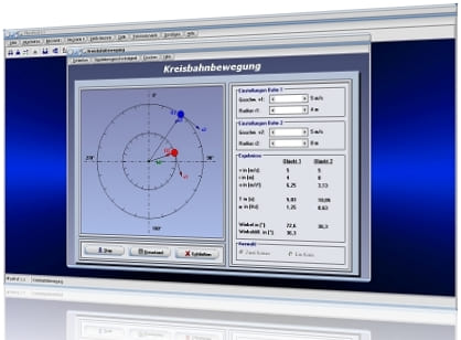 PhysProf - Kreisbewegung - Kreis - Bewegung - Kreisbahn - Kreisförmige Bewegung - Gleichförmige Kreisbewegung - Kreisbewegungen - Rotation - Geschwindigkeit - Drehbewegung - Zentripetalkraft - Zentrifugalkraft - Scheinkraft - Fliehkraft - Definition - Dauer - Periode - Rechner - Berechnen