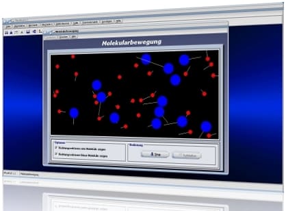 PhysProf - Moleküle - Kollision - Molekülbewegung - Molekulare Bewegung - Zusammenstoß - Animation - Darstellung - Teilchen - Bewegung - Zwischenmolekulare Kräfte - Molekularkräfte - Anziehung - Adhäsion - Adhäsionskräfte - Adhäsionskraft - Kohäsion - Kohäsionskräfte