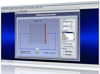 PhysProf - Feldstärke - Ladung - Elektrische Ladung - Elektrische Energie - Plattenkondensator - Coulombsches Gesetz - Spannung - Permittivität - Potentialunterschied - Kondensator - Epsilon - Plattenabstand - Berechnen - Rechner - Formel