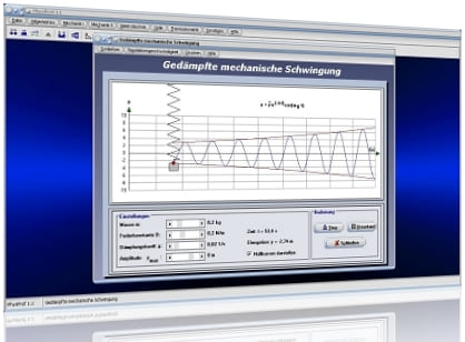 PhysProf - Mechanische Schwingung - Mechanische Schwingungen - Mechanik - Mechanisch - Federschwinger - Dämpfungsmaß - Dämpfungsgrad - Lehrsches Dämpfungsmaß - Formel - Amplitude - Masse - Geschwindigkeit - Kriechfall - Aperiodischer Grenzfall -  Schwingungssimulation - Logarithmisches Dekrement - Bewegung - Periodendauer - Differentialgleichung - Schwingfall - Schwingung - Gedämpft