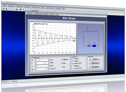 PhysProf - RLC - Schaltung - Schwingungsgleichung - Thomsonsche Schwingungsgleichung - Thomsonsche Gleichung - Elektromagnetische Schwingungen - Widerstand - Wirkwiderstand - Kondensator - Kapazität - Induktivität - Spule - Ladung - Frequenz - Kennlinie - Spannung - Stromstärke - Zeitkonstante - Rechner - Berechnen