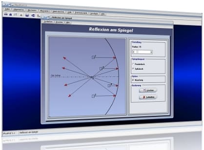 PhysProf - Sphärischer Spiegel - Physik - Physikalisch - Licht - Darstellen - Linsenkrümmung - Brennpunkt - Linsenfehler - Abbildungsfehler - Bildfehler - Aberration - Aberrationen - Chromatische Aberration - Sphärische Aberration - Sphärischer Fehler - Bildfeldwölbung - Farbfehler - Farbsäume - Achromat - Verzeichnung - Berechnen