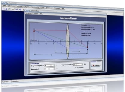 PhysProf - Sammellinse - Bilderzeugung - Bilder - Linsengleichung - Hauptstrahlen - Parallelstrahlen - Aufbau - Lupe - Bikonvex - Linsenformen - Linsen - Arten - Bikonvexe Linse - Konvex - Plankonvex - Plankonvexe Linse - Konvexlinsen - Strahlen - Strahlenverlauf - Berechnen - Formel
