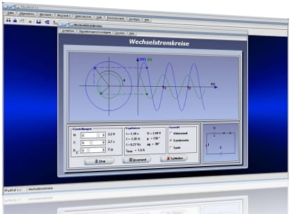 PhysProf - Wechselstrom - Spannung - Frequenz - Kreisfrequenz - Periode - Sinusförmige Wechselspannung - Wechselgröße - Leistung - Wechselgrößen - Sinusspannung - Simulation - Momentanwert - Physik - Effektivwerte - Scheitelwerte - Effektivwert - Effektivspannung - Scheitelwert - Spitzenwert - Maximalwert - Nennspannung - Nennstrom - Nennwert - Augenblickswert - Scheitelfaktor - Berechnen