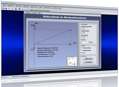 PhysProf - Kreisfrequenz - Stromstärke - Spannung - Wechselstromtechnik - Wechselspannung - Wechselstromwiderstand - Elektrische Spannung - Ohmscher Widerstand - Wirkwiderstand - Induktiver Widerstand - Kapazitiver Widerstand - Blindwiderstand - Resistanz - Scheinwiderstand - Wechselstromwiderstände - Berechnen - Rechner