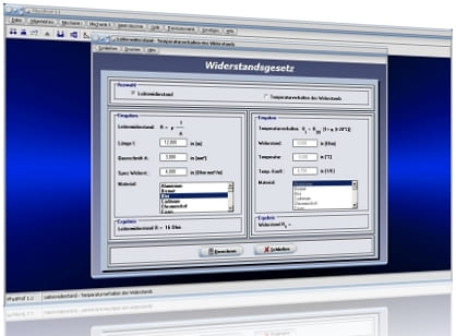 PhysProf - Widerstandskennline - Linearer Widerstand - Nichtlinearer Widerstand - Leitung - Leitungsquerschnitt - Leiterlänge - Querschnitt - Tabelle - Formel - Joulesche Wärme - Joulesches Gesetz - Stromwärme - Stromwärmegesetz - Elektrische Leitfähigkeit - Berechnen - Rechner