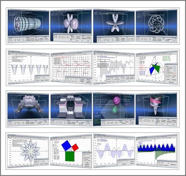 Bilder zum Programm MathProf 5.0 - Analysis - Trigonometrie - Algebra - 3D-Mathematik - Stochastik - Vektoralgebra