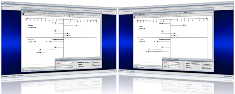 MathProf - Rationale Zahlen - Zahlenstrahl - Addition - Subtraktion - Addieren - Subtrahieren - Rechner - Darstellen - Graph - Grafik - Bild