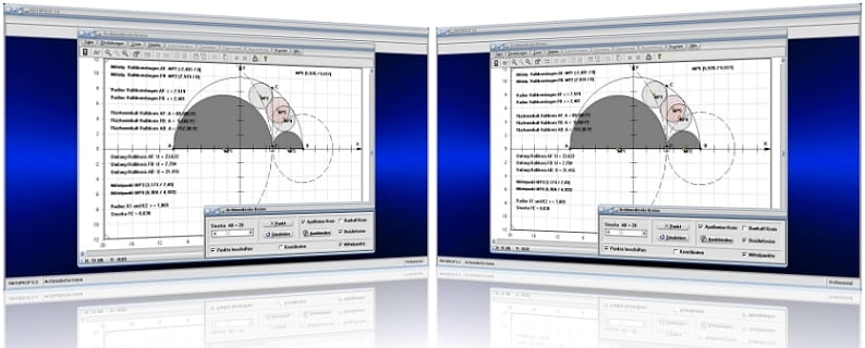 MathProf - Archimedes - Kreise - Zwillingskreise des Archimedes - Kreise im Kreis - Halbkreis - Apollonius-Kreis - Halbkreisbogen - Bankoffkreis - Tangierende Kreise -   Berührende Kreise - Flächeninhalt - Bilder - Rechner - Graph - Plotten - Darstellung - Berechnung - Darstellen