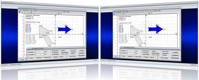 MathProf - Stauchen - Strecken - Spiegeln - Grafik - Abbilden - Abbildung - Plotter - Rechner - Graph - Koordinaten - Bildpunkte - Plotten - Bilder - Darstellung -   Berechnen - Darstellen - Bildpunkte - Drehung - Spiegelung - Stauchung - Streckung - Ortslinien - Planimetrie - Verschieben - Verschiebung