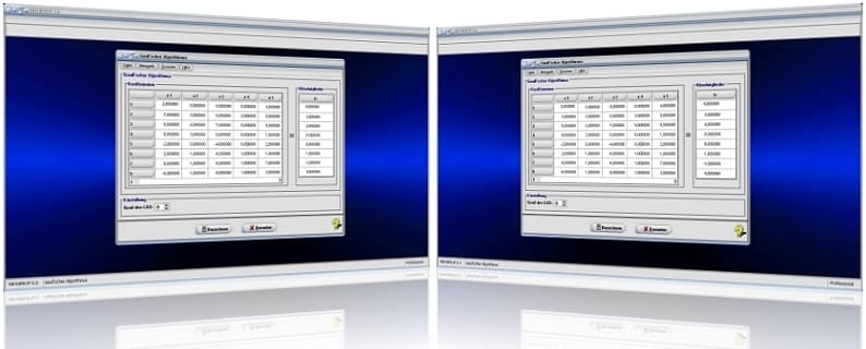 Gaußscher Algorithmus - Gauß - Algorithmus - Verfahren - Methode - Gleichsetzungsverfahren - Koeffizientenmatrix - Gaußsches Eliminationsverfahren - Gaußsche Elimination - Additionsverfahren - Gauß Jordan Verfahren - Gauß Jordan Algorithmus - Gauß Jordan - Gaußsches Verfahren - Lösen - Rechner - Berechnen - Berechnung 