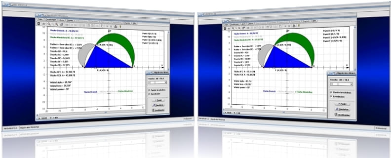 MathProf - Möndchen - Hippokrates - Satz - Fläche - Rechner - Darstellen - Graph - Berechnen - Lösung - Möndchen - Sichel - Abbildung - Grafik - Bild - Rechner - Berechnung - Plotten