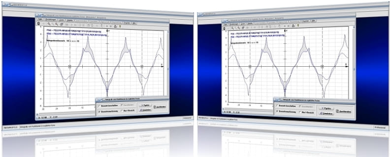 MathProf - Integral - Absolute Fläche - Berechnen - Plotter - Beispiele - Rechner - Grafische Integration - Integralrechnen - Flächenelement - Funktion - Absolute Fläche - Fläche zwischen zwei Kurven - Volumen - Zwei Funktionen - Bereichsintegral - Flächeninhalt - Plotten - Zeichnen - Darstellen - Grafisch - Grafik - Fläche unter Kurve