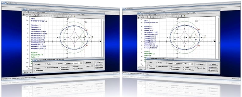 MathProf - Kurven zweiter Ordnung -  Kegelschnitt - Ellipsengleichung - Hyperbelgleichung - Achsenparallel - Kegelschnittgleichungen - Allgemeine Gleichung - Ellipse - Parameterdarstellung - Rechner - Berechnen - Darstellen - Graph - Darstellung - Plotter